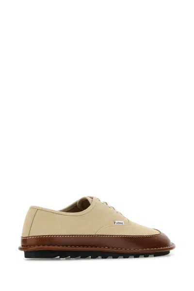 Loewe Beige Canvas Bay Sneakers In Brown