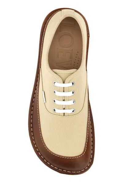 Loewe Beige Canvas Bay Sneakers In Brown