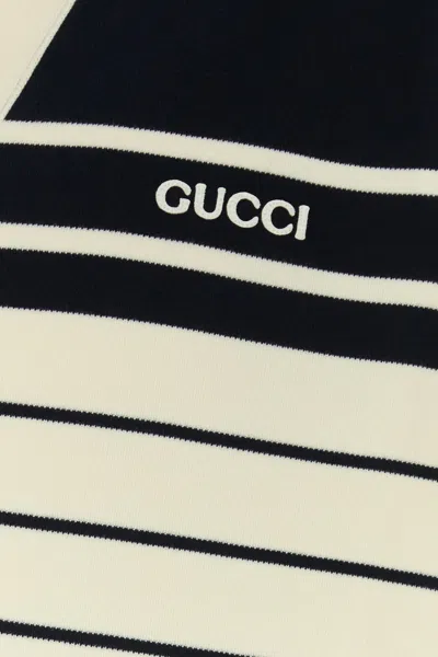 Gucci Embroidered Stripes Cotton Cardigan In Multi