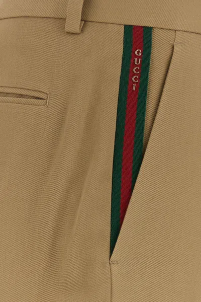 Gucci Pantalone In Gabardine Cammello  Uomo In Brown