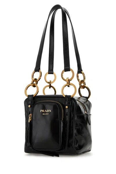 Prada Borsa A Mano  Dangle Mini In Pelle Nera Donna