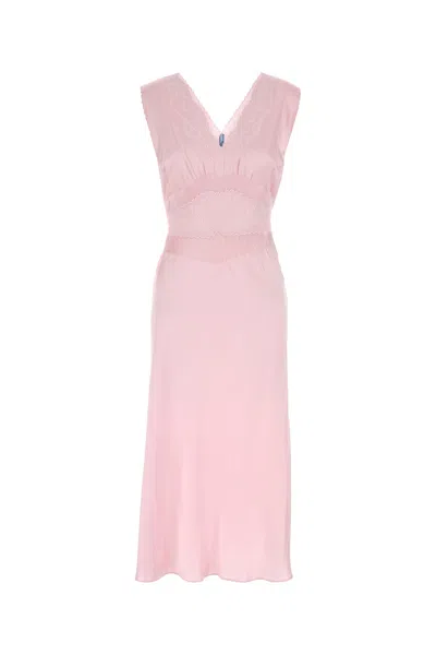 Prada Abito In Raso Rosa Donna In Pink