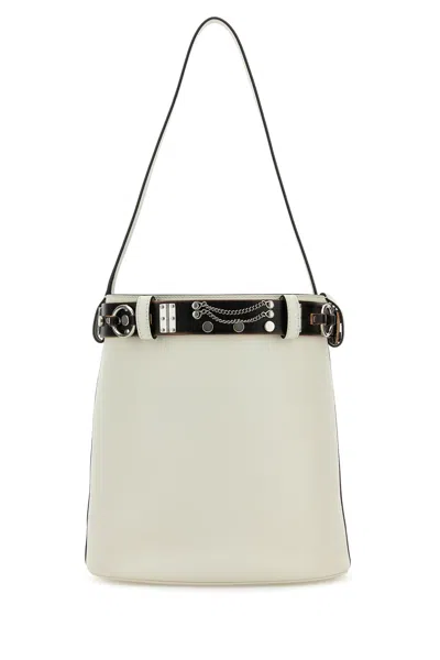 Prada Borsa A Secchiello  Buckle In Pelle Bianca   Donna