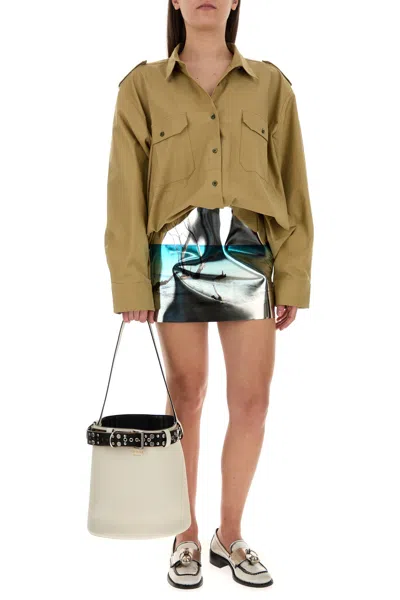 Prada Borsa A Secchiello  Buckle In Pelle Bianca   Donna