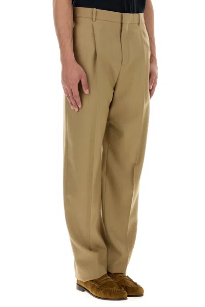 Saint Laurent Pantalone In Gabardine Beige Uomo In Brown