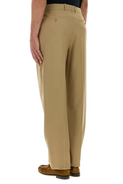 Saint Laurent Pantalone In Gabardine Beige Uomo In Brown