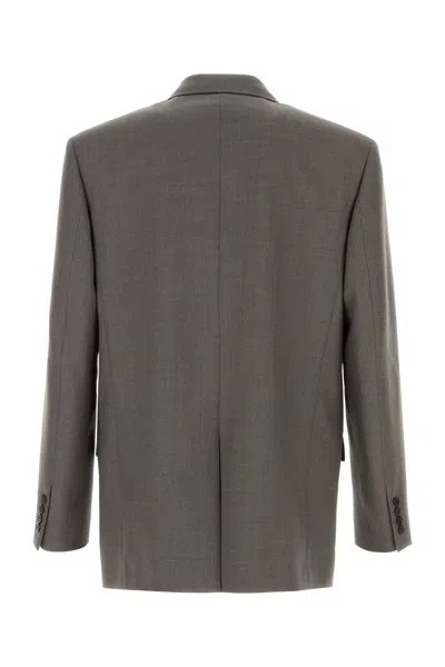 Saint Laurent Giacca In Lana Grigia Uomo In Gray