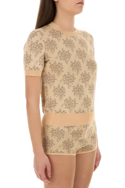 Fendi Embroidered Floral Pattern Viscose Sweater In Brown