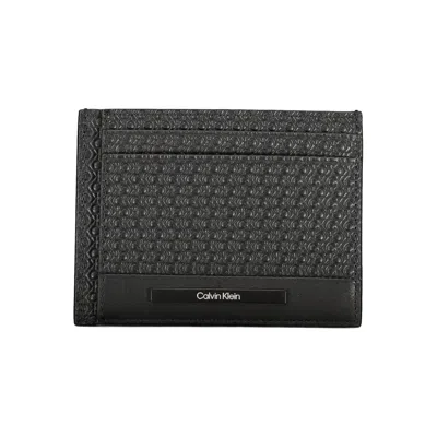 Calvin Klein Elegant Leather Card Holder With Contrasting Details In Black