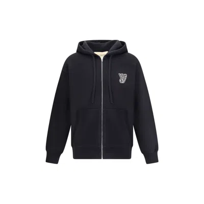 Valentino Garavani Brushed Cotton Hoodie With Vg Patch In Black