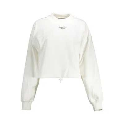 Calvin Klein Elegant White Cotton Sweatshirt With Chic Details In White