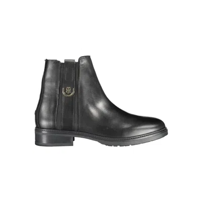 Tommy Hilfiger Chic Ankle Boot With Contrast Detailing And Side Zip In Black