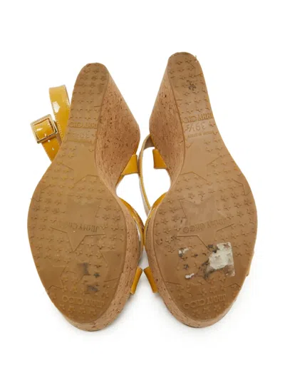 Pre-owned Jimmy Choo 115mm Patent Wedged Sandals