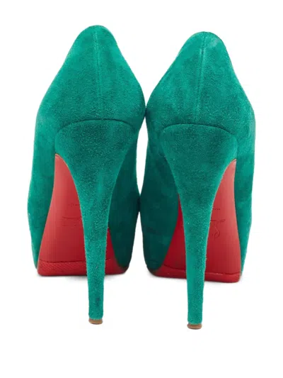 Pre-owned Christian Louboutin Suede Heeled Pumps In Green