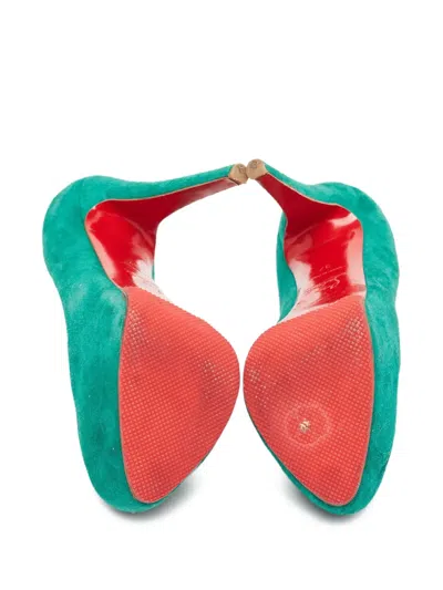 Pre-owned Christian Louboutin Suede Heeled Pumps In Green