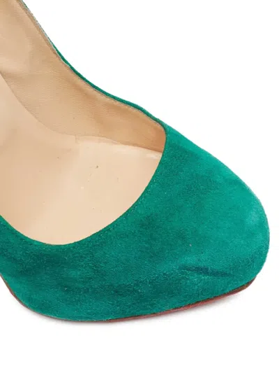 Pre-owned Christian Louboutin Suede Heeled Pumps In Green