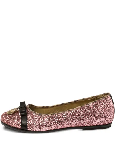 Pre-owned Roberto Cavalli Vintage  Glitter-embellished Ballet Flats In Pink