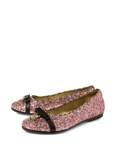Pre-owned Roberto Cavalli Vintage  Glitter-embellished Ballet Flats In Pink