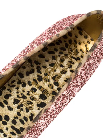Pre-owned Roberto Cavalli Vintage  Glitter-embellished Ballet Flats In Pink