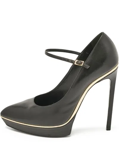 Pre-owned Saint Laurent Leather Platform Pumps In Black