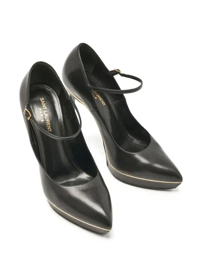 Pre-owned Saint Laurent Leather Platform Pumps In Black