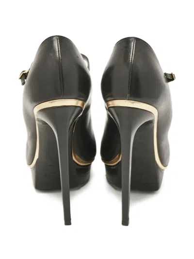 Pre-owned Saint Laurent Leather Platform Pumps In Black