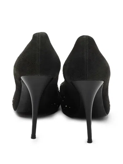 Pre-owned Giuseppe Zanotti Vintage 110mm Studded Peep-toe Heels In Black