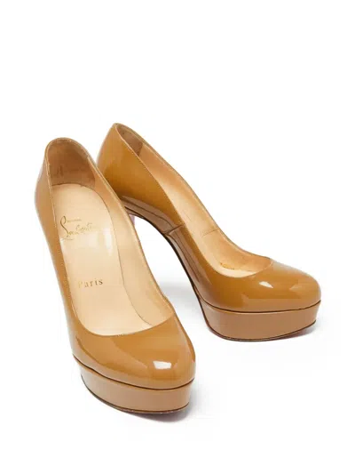 Pre-owned Christian Louboutin Platform Pointed-toe Pumps In Neutral