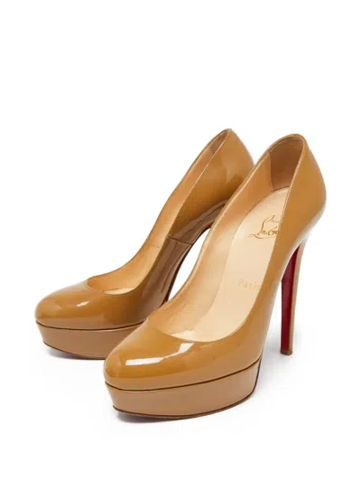 Pre-owned Christian Louboutin Platform Pointed-toe Pumps In Neutral