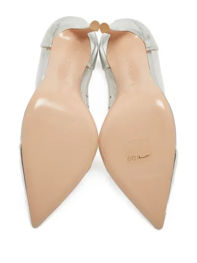 Pre-owned Gianvito Rossi  100mm Plexi Metallic-effect Pointed-toe Pumps In Silver