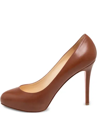 Pre-owned Christian Louboutin 105mm Simple Pumps In Brown