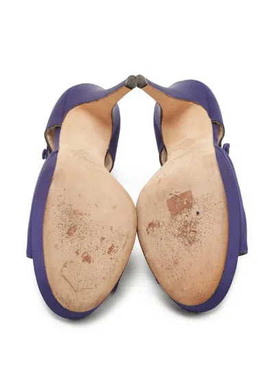 Pre-owned Saint Laurent 130mm Satin Sandals In Blue