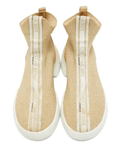 Pre-owned Dior Logo-tape Sneakers In Gold