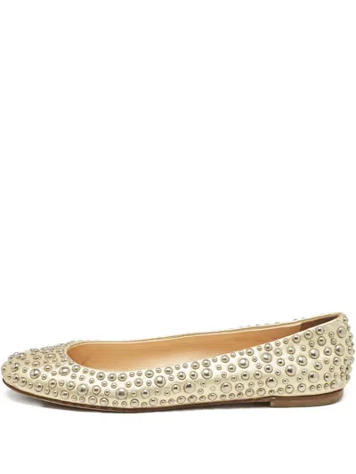 Pre-owned Giuseppe Zanotti Vintage Embellished Ballet Flats In Gold