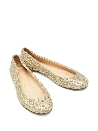 Pre-owned Giuseppe Zanotti Vintage Embellished Ballet Flats In Gold