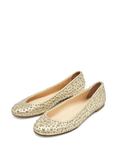 Pre-owned Giuseppe Zanotti Vintage Embellished Ballet Flats In Gold
