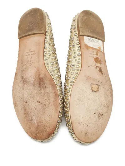 Pre-owned Giuseppe Zanotti Vintage Embellished Ballet Flats In Gold