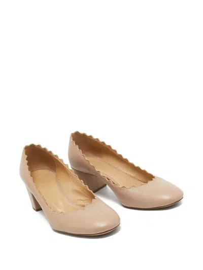 Pre-owned Chloé 55mm Leather Heel Sandals In Neutral