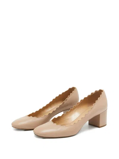 Pre-owned Chloé 55mm Leather Heel Sandals In Neutral