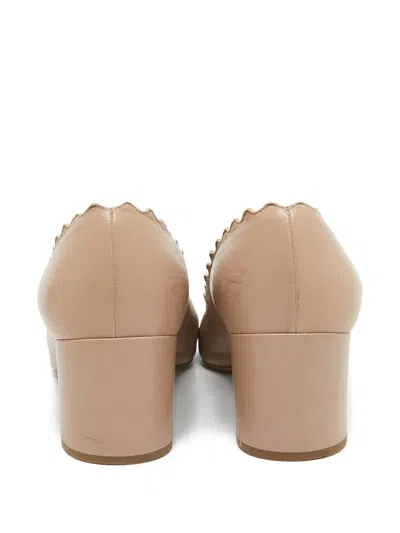 Pre-owned Chloé 55mm Leather Heel Sandals In Neutral