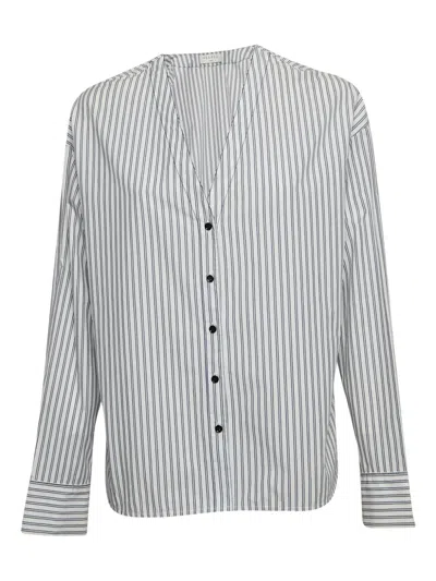 Pre-owned Sandro  Striped V-neck Shirt In White