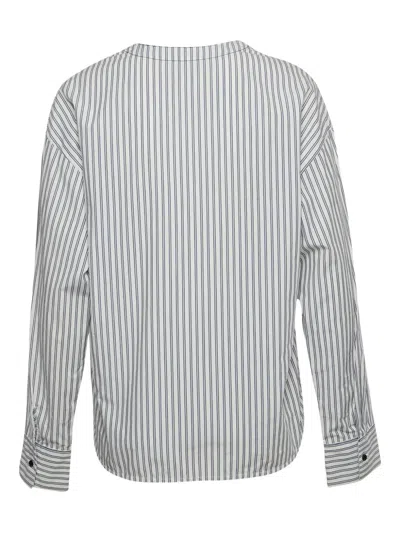 Pre-owned Sandro  Striped V-neck Shirt In White
