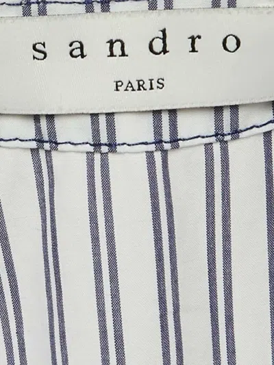 Pre-owned Sandro  Striped V-neck Shirt In White