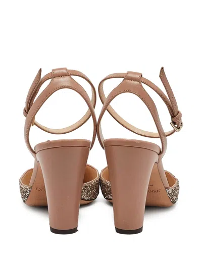 Pre-owned Jimmy Choo 100mm Glitter-detailed Pumps In Neutral