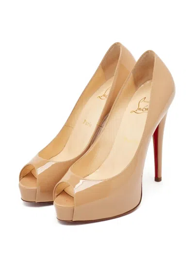 Pre-owned Christian Louboutin 130mm New Very Prive Pumps In Neutral