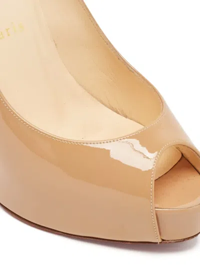 Pre-owned Christian Louboutin 130mm New Very Prive Pumps In Neutral