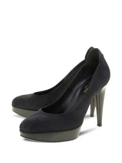 Pre-owned Sergio Rossi Vintage  125mm Suede Pumps In Black