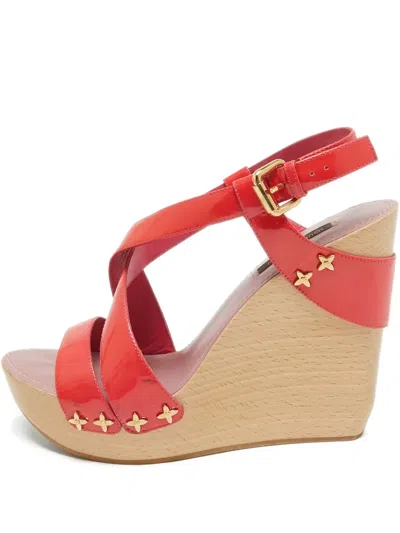 Pre-owned Louis Vuitton 130mm Patent-leather Wedge Sandals