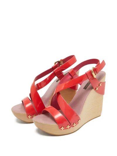 Pre-owned Louis Vuitton 130mm Patent-leather Wedge Sandals