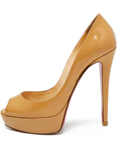 Pre-owned Christian Louboutin 135mm Patent-leather Sandals In Neutral